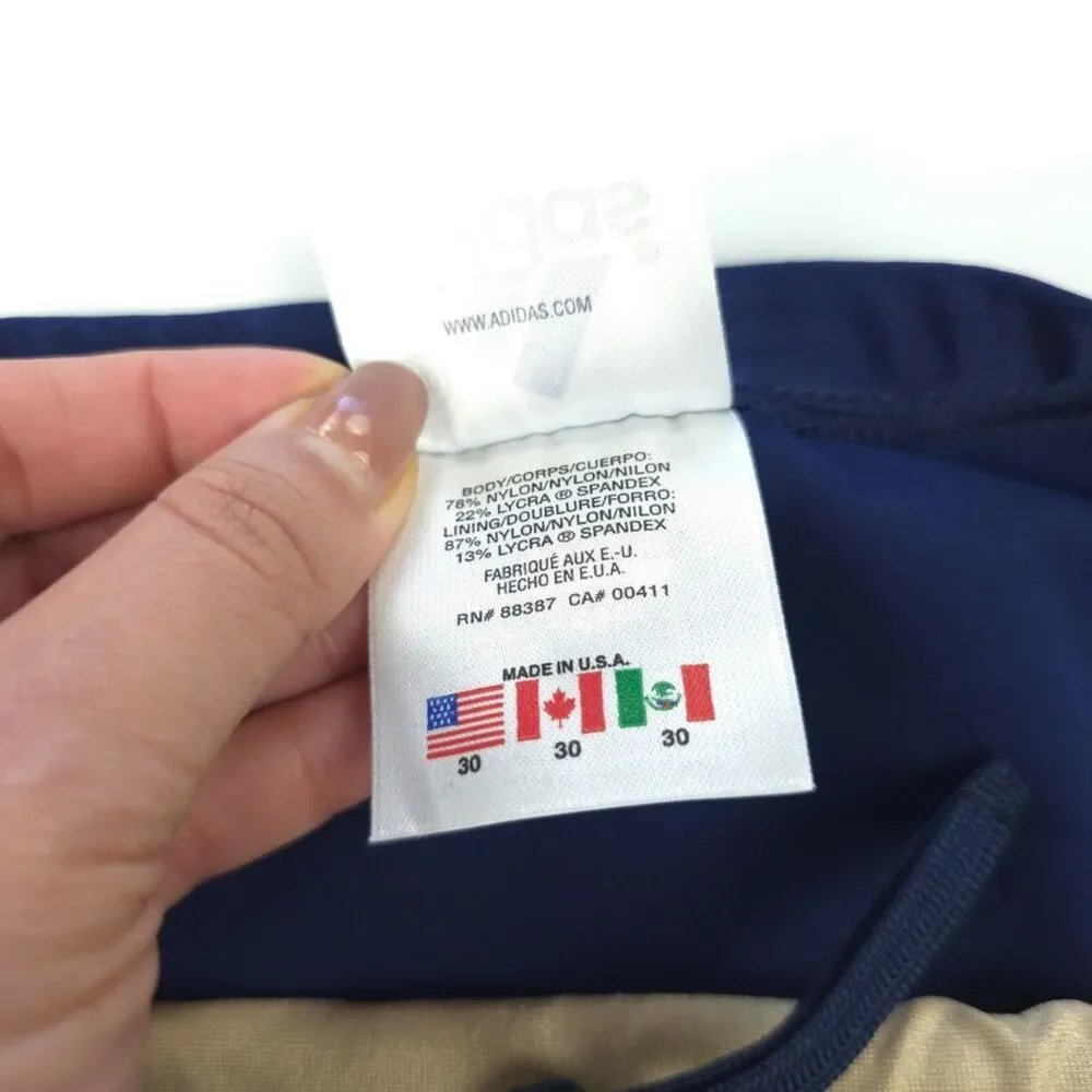 NWT Adidas Classic Swim Briefs Navy Blue Print Athletic Sporty Water Polo Swim